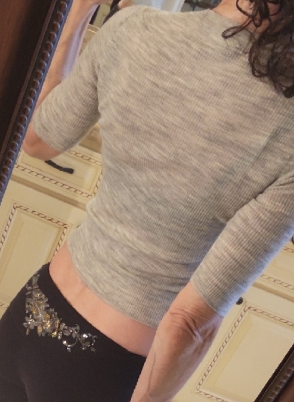 Vince 1/2-Sleeve Knit Lightweight Semi-sheer Gray Heathered Top, XS - Picture 7 of 15